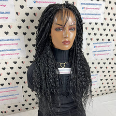 Box Braids Boho Goddess Messy Curly Braids With Curly Human Hair Blend Synthetic