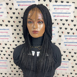 Small Box Braids Lace Closure Handmade Braided Wig For Black Women 20 Inches