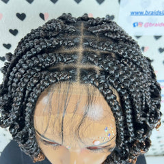 Handmade Box Braid Braided Lace Front Wig With Short Curly End Color 1b/30 Ombre