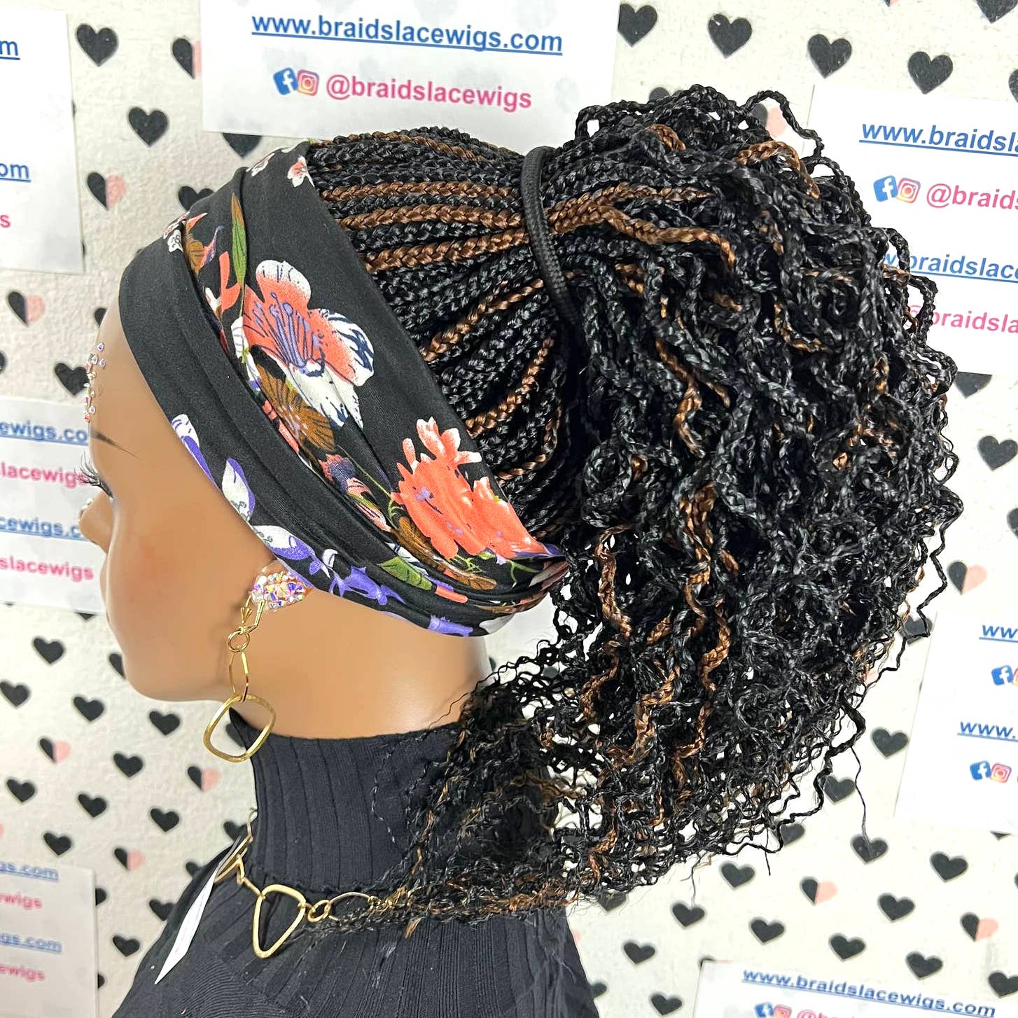 Wavy Curl Curly Braids Headband Braided Wig Small Box Braid Wigs For Black Women