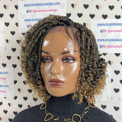 Short Curls Box Braid Boho Goddess Messy Braids Wigs With Curly Synthetic Hair