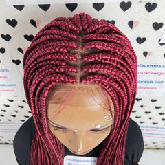 Pelucas delanteras del cordón de la peluca trenzada media de las trenzas de la caja frontal del cordón pelucas trenzadas del frente del cordón para las mujeres negras