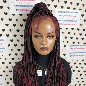 Peluca trenzada lista para enviar, peluca frontal de encaje con trenzas en caja, 24 pulgadas