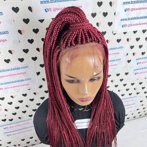 Pelucas delanteras del cordón de la peluca trenzada media de las trenzas de la caja frontal del cordón pelucas trenzadas del frente del cordón para las mujeres negras