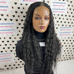 Top Cornrow Messy Goddess Braids Boho Box Braided Wig With Curly Synthetic Hair