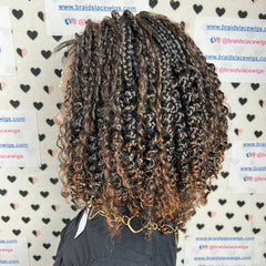 Short Curls Box Braid Goddess Boho Messy Braids Wigs With Curly Synthetic Hair