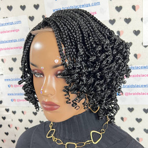 Short Curls Curly Braid Wig Hand Braided Handmade Box Braids Wigs For Black Women