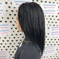 Tiny Small Braids Short Feathers Box Braided Lace Closure Wigs For Black Women