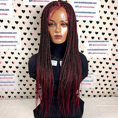 Ready To Ship Braided Wig Lace Frontal Box Braids Lace Front Wig 24 Inches