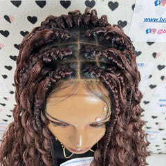 Handmade Boho Goddess Messy Box Braids With Curly Human Hair Blend Synthetic