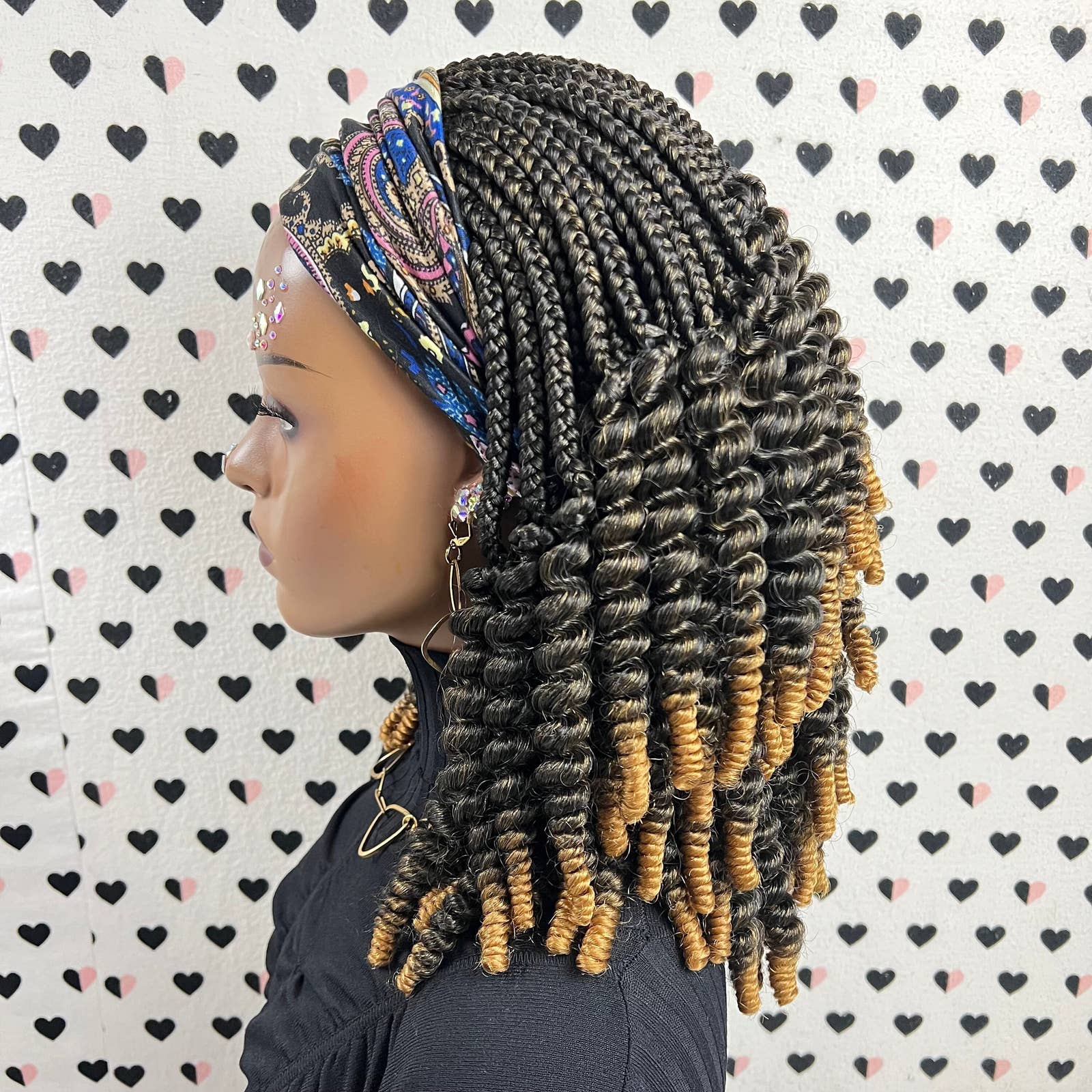 Short Curls Spiral Spring Curl Curly Headband Wig Braided Box Braids Wigs