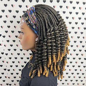 Short Curls Spiral Spring Curl Curly Headband Wig Braided Box Braids Wigs