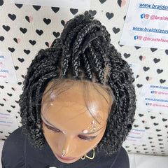 Peluca rizada corta del frente del cordón de la trenza de la caja Boho trenzas las pelucas con el pelo sintético rizado