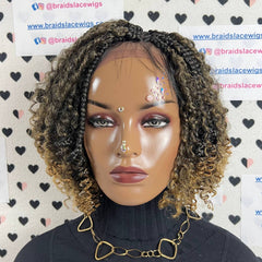 Short Curls Box Braid Boho Goddess Messy Braids Wigs With Curly Synthetic Hair