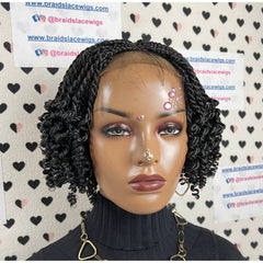 Short Curly Rope Twist Braid Twisted Braided Lace Closure Wigs For Black Women
