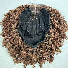 Short Curly Twist Senegalese Twisted Braids Curls Braided Lace Wig Color 30