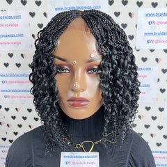 Peluca trenzada rizada del cierre del cordón de las trenzas de la media caja de los rizos ondulados para las mujeres negras