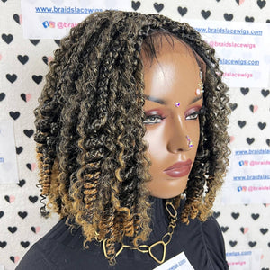 Short Curls Braided Wig Goddess Messy Box Braids Wigs With Curly Synthetic Hair