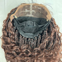 Handmade Boho Goddess Messy Box Braids With Curly Human Hair Blend Synthetic