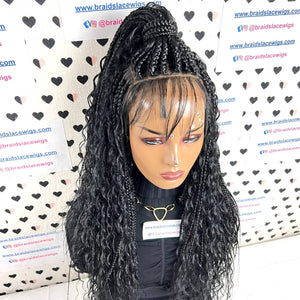 Trenzas de caja Boho Goddess Trenzas rizadas desordenadas con mezcla de cabello humano rizado sintético
