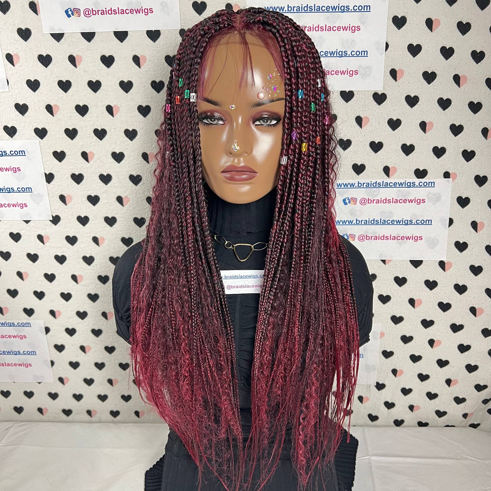 Knotless Braids Braids Wig Braided Wigs Burgundy Color Knotless Box Braids  Wig Fully Hand Braided Lace Frontal Wig Glueless Wig Wigs -  Canada