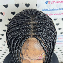 Small Box Braids Lace Closure Handmade Braided Wig For Black Women 24 Inches