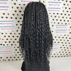 Box Braids Boho Goddess Messy Curly Braids With Curly Human Hair Blend Synthetic