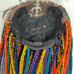 Box Braid Lace Front Hand Braided Wig Multi Color Braids Handmade Wigs For Women