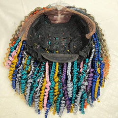 Pelucas trenzadas desordenadas de Boho de la diosa de los rizos cortos del multicolor con el pelo sintético rizado