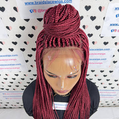 Pelucas delanteras del cordón de la peluca trenzada media de las trenzas de la caja frontal del cordón pelucas trenzadas del frente del cordón para las mujeres negras