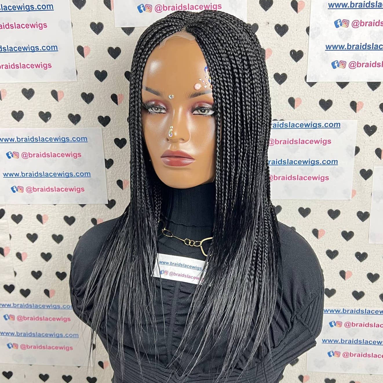 Tiny Box Braid Small Braids Braided Lace Front wigs For Black Women 16 inches