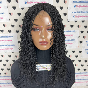 Peluca frontal con cierre de encaje trenzado con rizos ondulados, trenza rizada, trenzas rizadas
