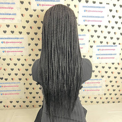 Small Box Braids Lace Closure Handmade Braided Wig For Black Women 24 Inches