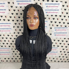 Small Box Braids Lace Closure Handmade Braided Wig For Black Women 24 Inches