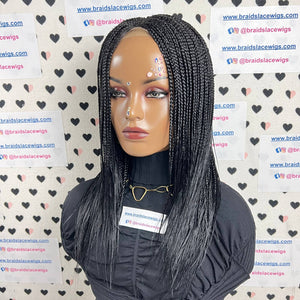 Micro Caja Trenzas Plumas Cortas Trenza Pequeña Peluca Frontal Con Cierre De Encaje Trenzado