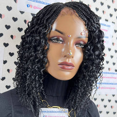 Peluca trenzada rizada del cierre del cordón de las trenzas de la media caja de los rizos ondulados para las mujeres negras