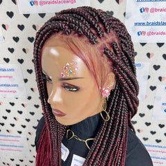 Braided Lace Wig Big Braids 13x4 Lace Frontal Ombre Box Braid Lace Frontal Wig