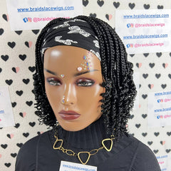 Caja corta trenzas rizos diadema rizada peluca trenzada banda para la cabeza pelucas para mujeres negras