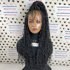 Box Braids Boho Goddess Messy Curly Braids With Curly Human Hair Blend Synthetic