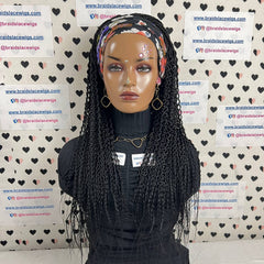 Braided Head Band Wig, Twist Curls, Half Box Braids Curly Braid Wigs 22 Inches