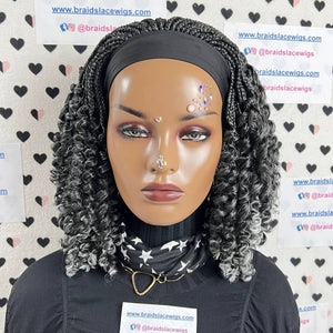 Short Curls Spiral Spring Curl Curly Headband Wig Braided Box Braids Wigs
