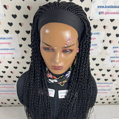 Braided Head Band Wig, Twist Curls, Half Box Braids Curly Braid Wigs 22 Inches
