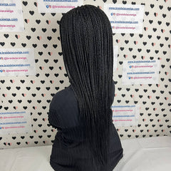 Small Box Braids Lace Closure Handmade Braided Wig For Black Women 24 Inches