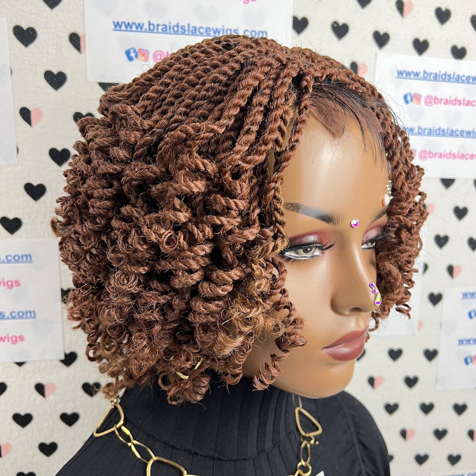 Short Curly Twist Senegalese Twisted Braids Curls Braided Lace Wig Color 30