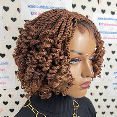 Short Curly Twist Senegalese Twisted Braids Curls Braided Lace Wig Color 30
