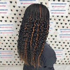 Peluca trenzada rizada de rizos ondulados de parte profunda con cierre de encaje de media caja hecha a mano