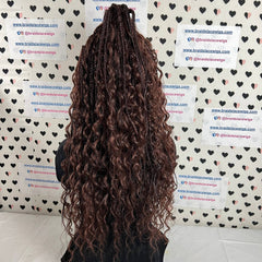 Handmade Boho Goddess Messy Box Braids With Curly Human Hair Blend Synthetic