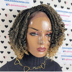 Short Curls Box Braid Boho Goddess Messy Braids Wigs With Curly Synthetic Hair