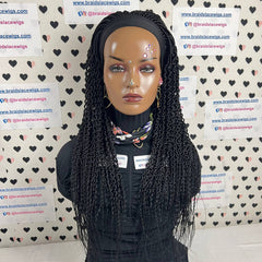 Braided Head Band Wig, Twist Curls, Half Box Braids Curly Braid Wigs 22 Inches