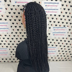 Braided Head Band Wig, Twist Curls, Half Box Braids Curly Braid Wigs 22 Inches